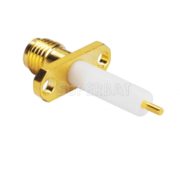 Superbat SMA Straight Female 2 Holes Panel Flange Receptacle Connector with long insulator solder post