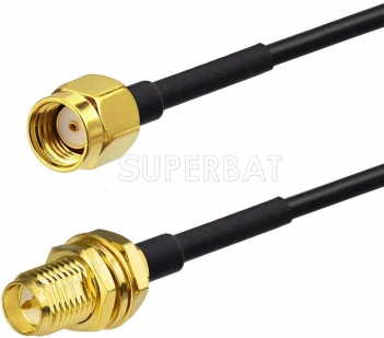 RP-SMA Male to RP-SMA Female Bulkhead RG174 Extension Coaxial Cable for Wireless Network Card USB WiFi Adapter WiFi Router Booster