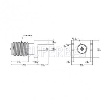 50 Ohm SMA Reverse Polarity Jack Female PCB Mount Connector for .065 inch End Launch