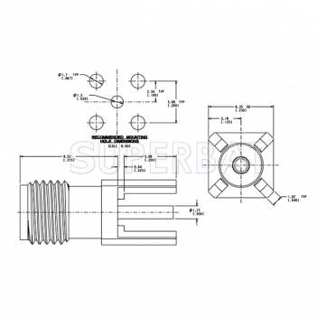 Superbat SMA female jack straight vertical PCB Through Hole for antenna