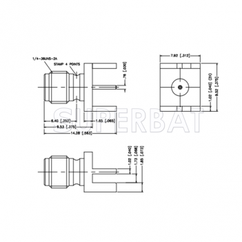 SMA  Reverse Polarized Jack Female Edge Mounted Round Post Contact PCB Connector for .068 inch End Launch