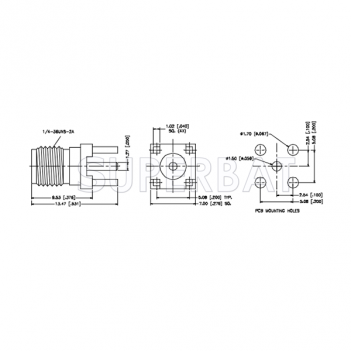 Superbat SMA Female Jack straight PCB Through Hole