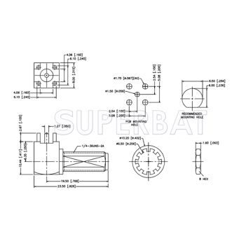 Superbat SMA Jack Female Bulkhead right angle 4 hole mount PCB Solder Connector