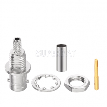 Mini BNC 50 Ohm Crimp Jack Female Straight Bulkhead for RG316 Coaxial Cable