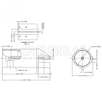 Superbat 75 Ohm BNC End Launch Jack Female for 0.062 inch PCB Connector