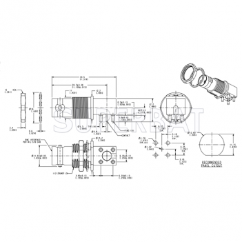 75 Ohm BNC Jack Female Right Angle Through Hole PCB Mount Connector for SDI Application