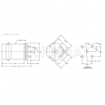 75 Ohm BNC Jack Female Straight PCB Connector