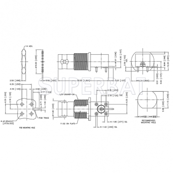 75 Ohm BNC Jack Female Right Angle Bulkhead PCB Mount RF Connector for High Performance HD/SDI Video Applications