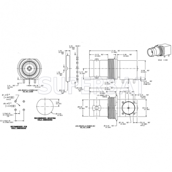 BNC Jack Female Right-angle Bulkhead PCB - Through 4 Hole 75 Ohm Connector