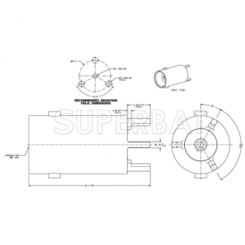 50 Ohm BNC Straight Jack Female Through 3 Hole PCB Mount Connector