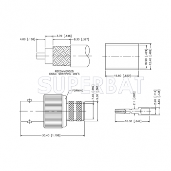 50 Ohm Superbat BNC Female Jack Straight Crimp Connector for LMR-400 Coaxial Cable