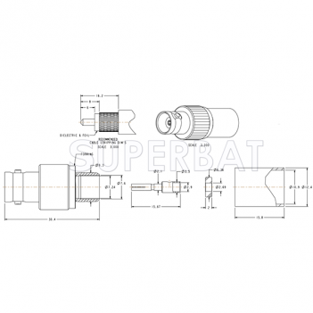 Superbat BNC Female Jack Straight Crimp Connector 50 Ohm for LMR-400 Coaxial Cable