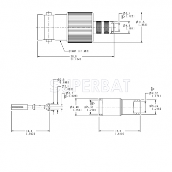 Superbat BNC Female Jack Straight Crimp Connector 75 Ohm for Belden 1855A Cable