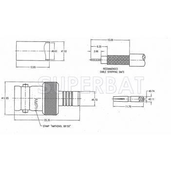 50 Ohm Superbat BNC Female Jack Straight Crimp Connector for RG-59