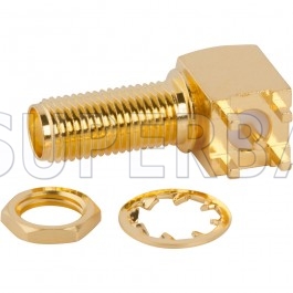 Superbat SMA Jack Female Bulkhead right angle 4 hole mount PCB Solder Connector