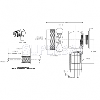 N Type Right Angle Crimp Plug  Connector for LMR-400 Cable