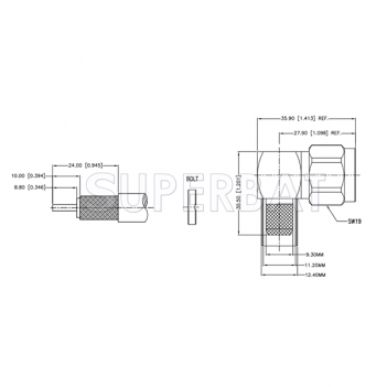 Superbat N Type Right Angle Plug Male Crimp 50 Ohm Connector for RG-214 Cable