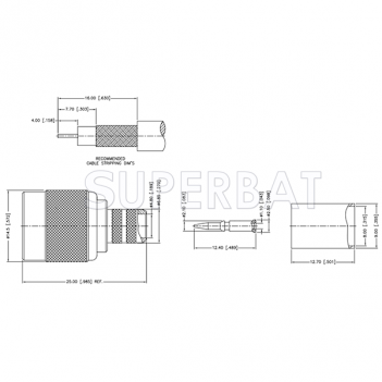 TNC Male Plug Straight Crimp Connector 75 Ohm for RG-6