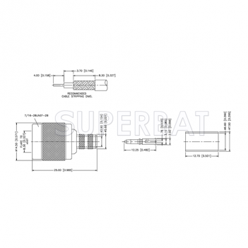 TNC Male Plug Straight Crimp Connector 75 Ohm for RG-59