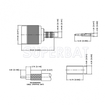 TNC Male Plug Straight Crimp Connector 50 Ohm for LMR-200