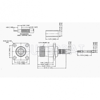 TNC Female Jack Crimp 4-Hole Flange Connector 50 Ohm for LMR-195 KSR-195 Coax Cable