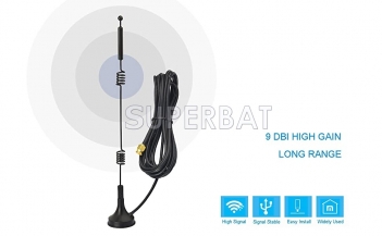 Dual Band WiFi 2.4GHz 5GHz 5.8GHz 9dBi Magnetic Base SMA Male Antenna for Wireless router