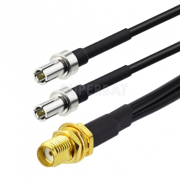 SMA Female Bulkhead to Dual TS9 Splitter Adapter Jumper Antenna Cable 15 cm Y Type for 4G LTE Router USB Modem MiFi Hotspots Verizon Netgear