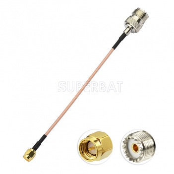 RF coaxial UHF Female SO239 to SMA Male Coax Connector Jumper RG316 Extension Cable-Ham Radio Antenna Wire for Baofeng Wouxun Kenwood Icom Yaesu