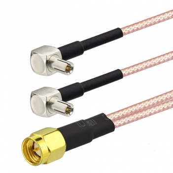 SMA Male Plug to Dual TS-9 Male Right Angle Plug RG316 Cable 10cm