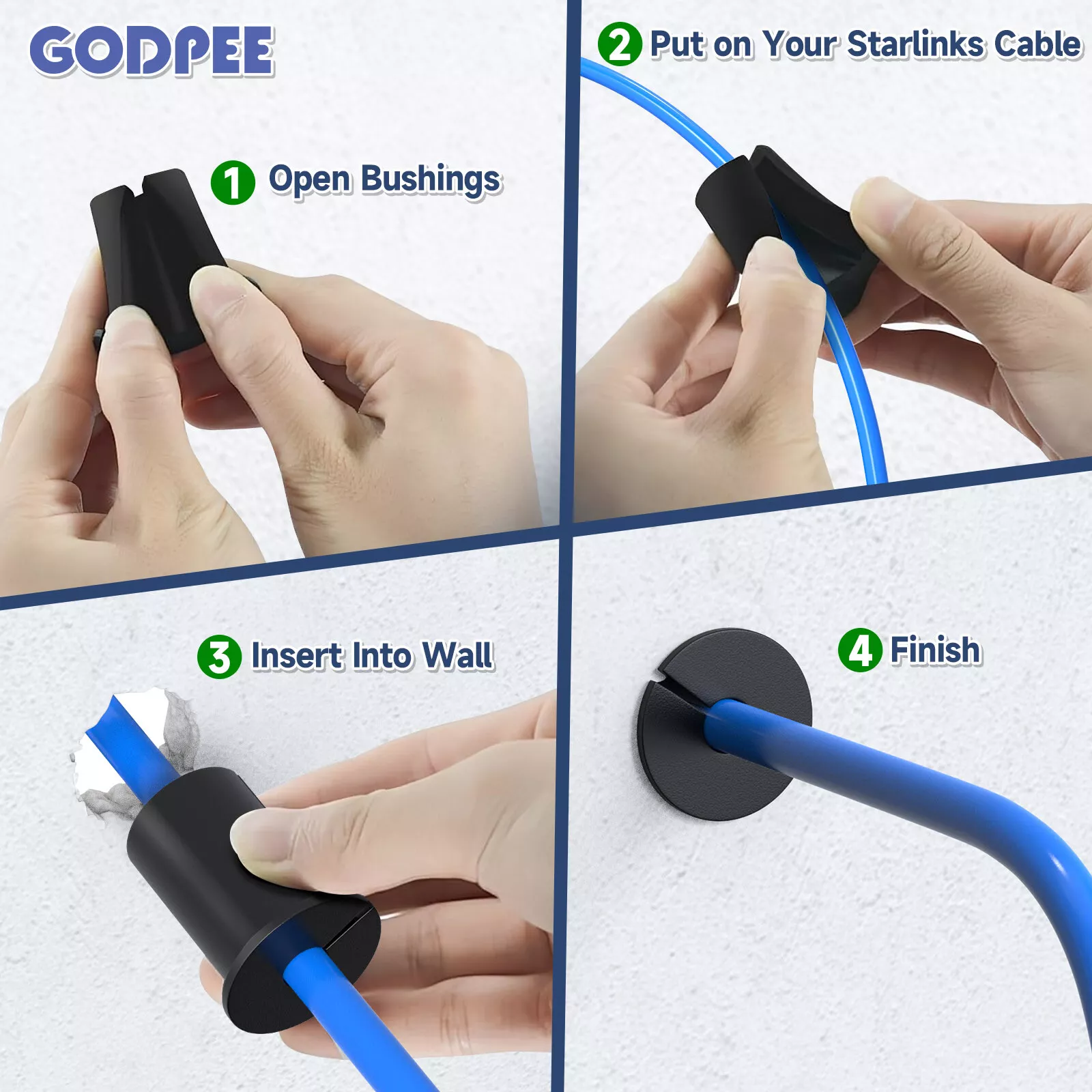 Wall Hole Cable Mounting Feed Through Bushings 2PCS For Starlink Routing Kit Ethernet