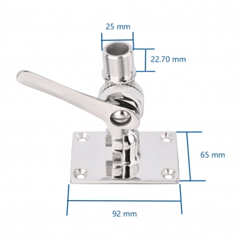 VHF Marine GPS Antenna Mounting Kit Stainless Steel Dual Axis Heavy-Duty Adjustable Ratchet Base Fixed Mount Bracket for Boat