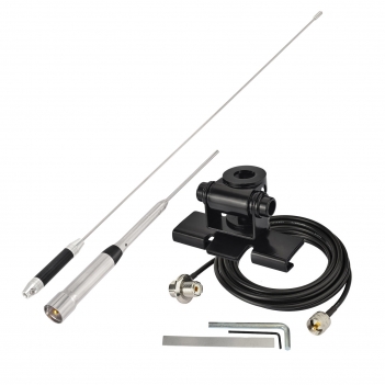 Vehicle Mobile Ham Radio Antenna Dual Band PL259 VHF UHF 144/430MHz Anti-Rust Antennae 26in with Lip Mount Fixed Bracket and RG58 Extension Cable 16.4ft for Vehicle Car Truck Amateur Radio