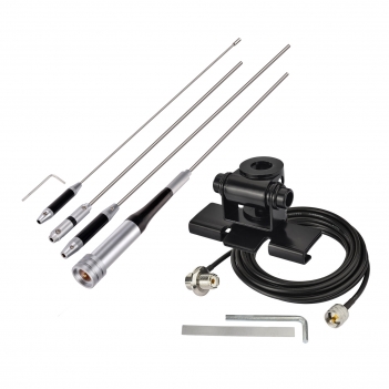 High Gain 62inch Mobile Ham Radio Antenna VHF UHF Dual Band 144 430MHz Lip Mount Anti-Rust Antennas PL259 Male 16.5Ft RG58 Cable Vehicle Car Truck Amateur Radio Two Way Radio Antennae