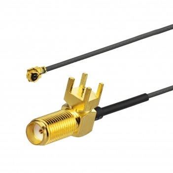 uFL/u.FL/IPX/IPEX to SMA female thru holes Jack right angle PCB Mount RF Coaxial Cable Assembly 1.13mm coax