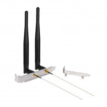 Dual Band WiFi Antenna 2.4GHz 5GHz 5.8GHz 3dBi MIMO RP-SMA Male + 2 x 12 inch u.fl to Rp-SMA Cable + PCIe Slot Bracket Set for WiFi Router Wireless Mini PCI Express PCIE Network Card Adapter