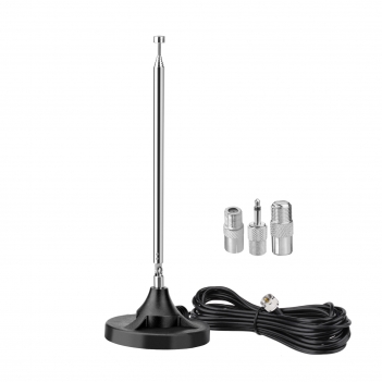 FM Radio Antenna Digital Indoor Telescopic Antenna FM Radio Antenna 75 Ohm with Magnetic Base Extension Cable for DAB+ Radio FM Radio Tuner Stereo AV HiFi Receiver Sony Pioneer Bose