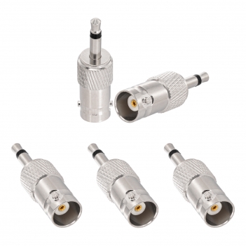 3.5MM to BNC Female Nickel Plated Adapter for Antenna, Radio, CCTV, DVR Camera and More (Pack of 5)