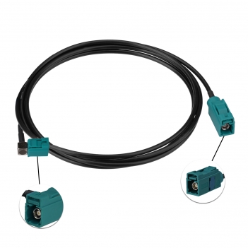 Fakra Water Blue Right Angle Jack to Fakra Water Blue Straight Jack RG174 150cm