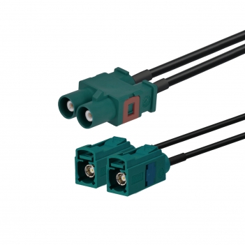 Fakra Double Z Male to Fakra Z Female Antenna Splitter Extension Cable 250cm RG174 for Car Stereo Radio GPS Navigation