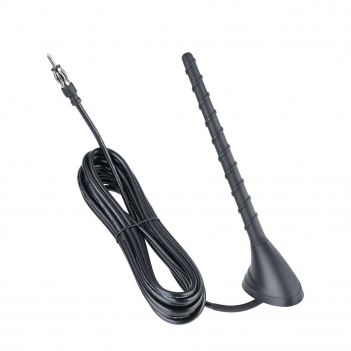 Universal Car Top Antenna FM AM Radio Lantern Head 5M 3C 2V Passive RG58 Cable DIN Plug Connector 6.8 Inch Flexible Rubber Mast Perforated Mounting