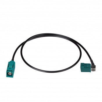 Fakra Water Blue Right Angle Jack to Fakra Water Blue Straight Jack RG174 50cm