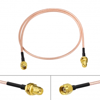 RP-SMA Male to RP-SMA Female Bulkhead RG316D Cable 50ohm Double-Shielded WiFi Antenna Extension Cable for WiFi Router USB Adapter Wireless PCIe Network Card Security/Trail Camera