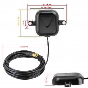 Vehicle Active GPS Navigation Antenna with 3M RG174 Cable SMA male connector 2 in 1 BD + GPS Mode Satellite Positioning Antenna GPS Navigation Active Antenna for Navigation Systems