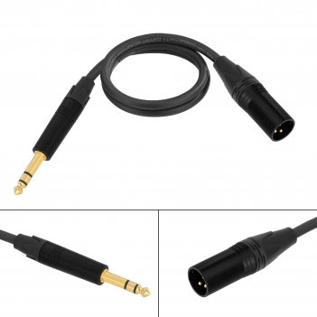 2FT 6.35mm (1/4 Inch) TRS to Balanced XLR Male Stereo Audio Cable for Bass,Electric Guitar, Keyboard,Amp,Speaker,Equalizer;Microphones,Amplifiers, mixing consoles; Live events or studio sound; Analog audio.