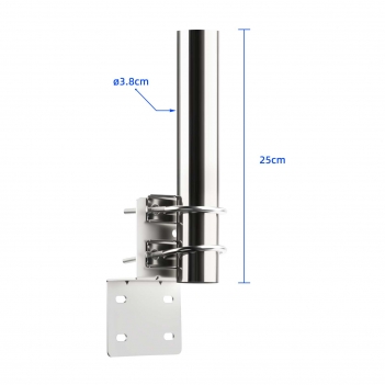 Outdoor antenna mount, Z-shaped bracket with double U-clamps and round tube, universal round tube mount (round tube diameter 38mm/1.49in, length 250mm/9.84in) and Z-shaped, suitable for various antennas and weather stations.