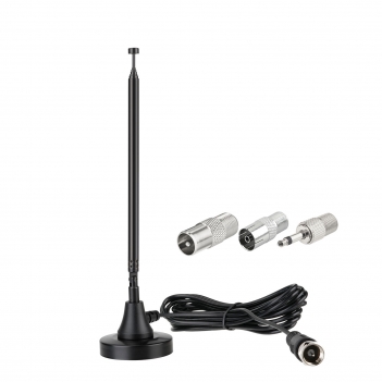 DAB+ FM Radio Antenna Digital Telescopic Antenna for Indoor Use with Magnetic Base 3 m Extension Cable for 75 Ohm DAB FM Radio Tuner Stereo Receiver AV HiFi Receiver