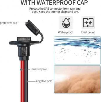 2FT 10AWG SAE Power Socket Sidewall Port to O Ring Connecters Extension Cord Cable with 10A 15A 20A 25A 30A Fuse Compatible with Solar Generator Battery Charger,for Solar Accessories