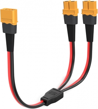 ELFCULB XT60 Y Splitter,12AWG XT60 1 Male to 2 Female Connector Cable for UAV Phantom Quadcopter RC Car(1FT)