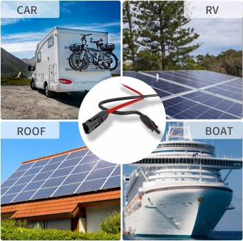 ELFCULB Solar Panel Extension Cable - 1Pair 10AWG 3FT Solar Extension Cable Black ＆ Red, Solar Panel PV Cable Wire with Male/Female Connectors