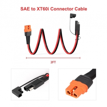 ELFCULB 10AWG XT60i to SAE Adapter Extension Cable with SAE Polarity Reverse Adapter for Portable Power Station Solar Panel Solar Generator(2FT)